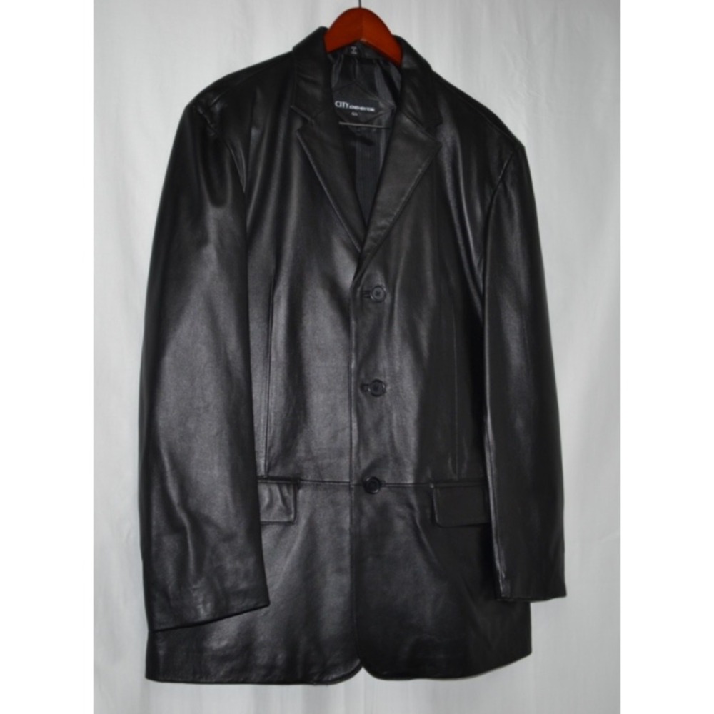 CITY Jones New York Men's‎ Leather Jacket Blazer 42R - Picture 2 of 6